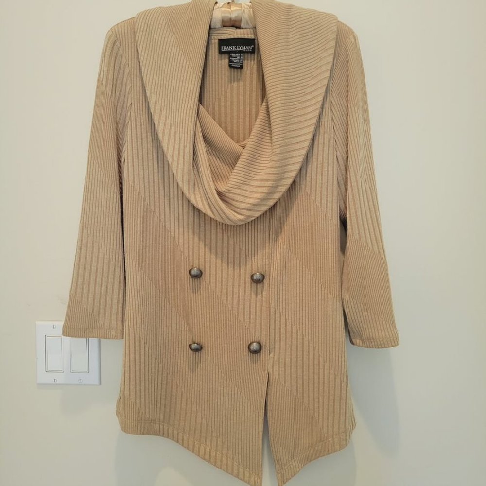 Frank Lyman Wheat Color Tunic.  Cowl Neck.  Size 12.